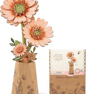 زهرة الجربيرا البرتقالية – ديكور خشبي ثلاثي الأبعاد فاخر (Orange Gerbera Daisy)