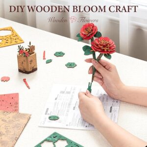 Alternative view of زهرة الكاميليا الحمراء – ديكور خشبي ثلاثي الأبعاد فاخر (Red Camellia)