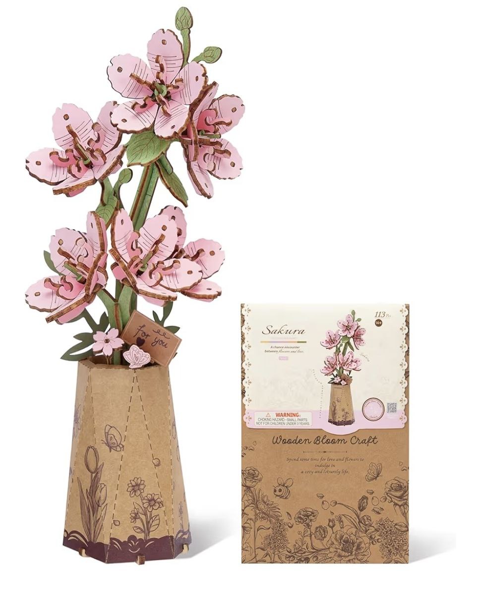 زهرة الساكورا الوردية – ديكور خشبي ثلاثي الأبعاد فاخر (Sakura)