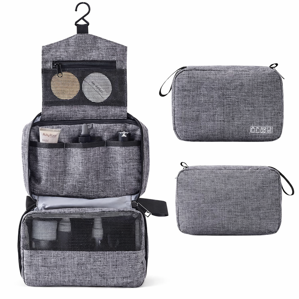 حقيبة تنظيم أدوات السفر متعددة الأقسام مقاومة للماء – لون رمادي (Grey Travel Organizer Bag) - الصورة 7