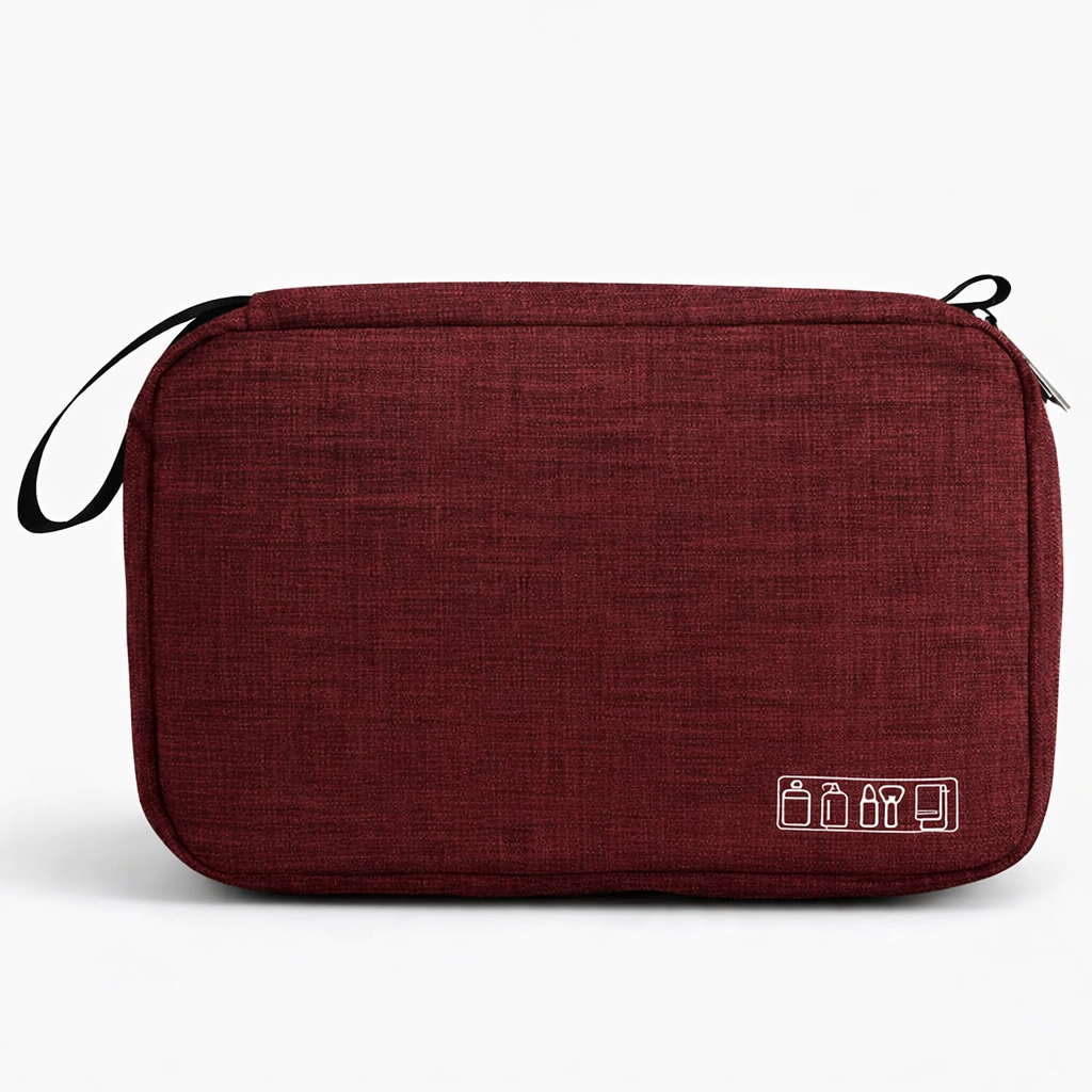 حقيبة تنظيم أدوات السفر متعددة الأقسام مقاومة للماء – لون أحمر غامق (Burgundy Travel Organizer Bag) - الصورة 6