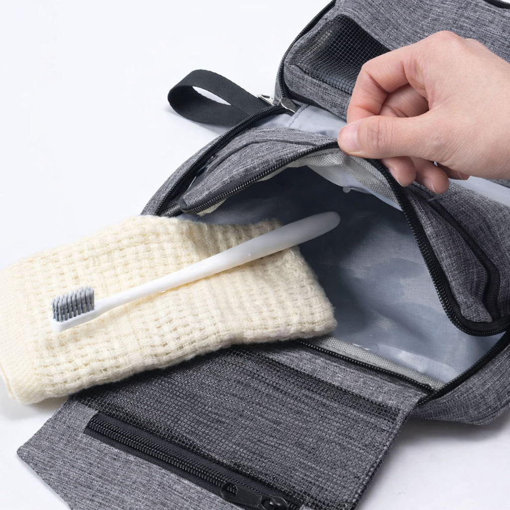 حقيبة تنظيم أدوات السفر متعددة الأقسام مقاومة للماء – لون رمادي (Grey Travel Organizer Bag) - الصورة 6