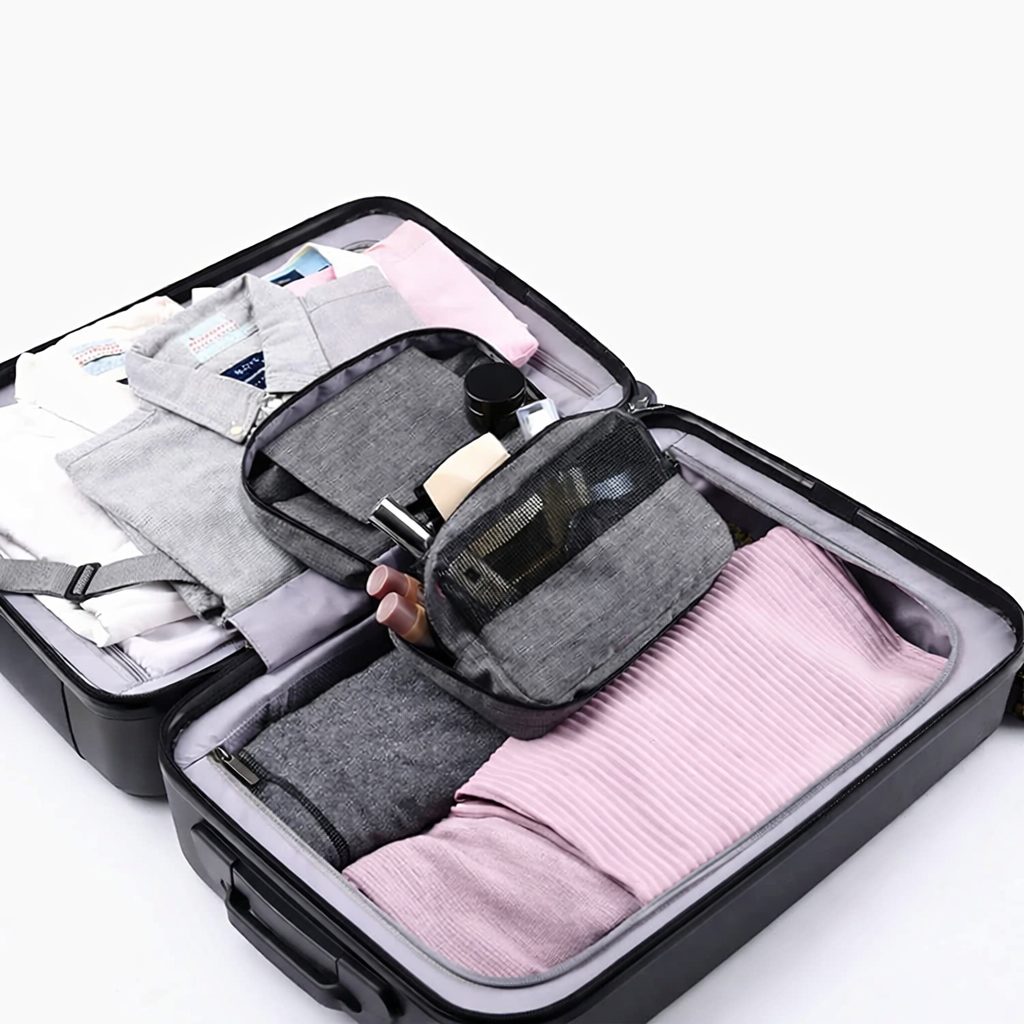 حقيبة تنظيم أدوات السفر متعددة الأقسام مقاومة للماء – لون رمادي (Grey Travel Organizer Bag) - الصورة 3
